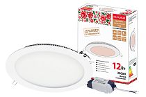 Светильник ультратонкий встраиваемый светодиодный "Даунлайт НАРОДНЫЙ" СВО (белый) 12 Вт 3000К TDM