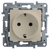 ETIKA Розетка 1-местная с заземлением с защитными шторками 16А 250В слоновая кость