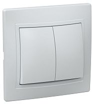 Выключатель двухклавишный СП Кварта 10А IP20 ВС10-2-0-КБ белый  IEK