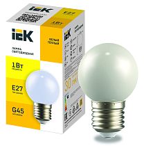 Лампа LIGHTING светодиодная декоративная G45 шар 1Вт 230В теплый белый E27 IEK Лампа LIGHTING светодиодная декоративная G45 шар 1Вт 230В теплый белый E27 IEK