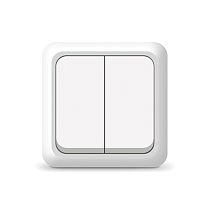 Выключатель двухклавишный Олимп, открытой установки, 10А, 220В, белый UNIVERSAL