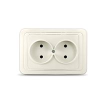 Розетка двухместная серия "Валери" б/з, с/у, 16А, 220В, "слоновая кость" (ivory), (еврослот) UNIVERSAL
