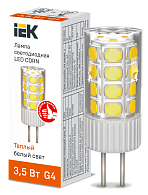 Лампа светодиодная CORN капсула 3,5Вт 230В 3000К керамика G4 IEK Лампа светодиодная CORN капсула 3,5Вт 230В 3000К керамика G4 IEK