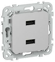 FLITE Розетка USB A+A 3,1А РЮ-2-ФлА алюминий IEK