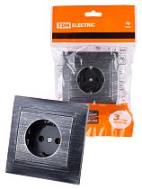 Розетка 2П+З 16А 250В старинное серебро "Лама"  TDM