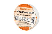 Изолента ПВХ 0,15х19мм Белая 20м  TDM