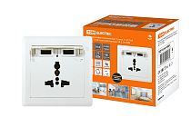 Блок мультифункциональный "Сенеж 1" 2П 10А 250В + 2 USВ-порта для зарядки 5В 2,1А белый  TDM