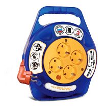 Удлинитель в закрытом корпусе У10-015 термо 2200Вт в закрытом корпусе 4 гнезда с защитной крышкой, с защитными шторками 10м UNIVERSAL