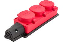 Колодка UNIVERSAL 3-х местная однофазная с заглушками "КОМПАКТ" (каучук) Красный Колодка UNIVERSAL 3-х местная однофазная с заглушками "КОМПАКТ" (каучук) Красный