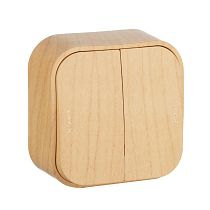 QUTEO Выключатель 2-клавишный для открытой установки 10А дерево