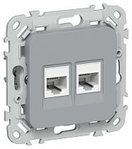 FLITE Розетка 2-местная компьютерная RJ45 категория 5Е UTP РК5е-2-0-ФлС серый IEK