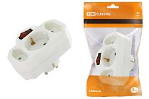 Блок на 3 гнезда с выключателем с индикацией: 1x2П+3 16А+2х2П 2,5А под плоскую вилку 250B белый  TDM Блок на 3 гнезда с выключателем с индикацией: 1x2П+3 16А+2х2П 2,5А под плоскую вилку 250B белый  TDM