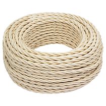 Провод витой ретро, силовой, 2х1.5 - 50м, текстиль, матовый, ваниль JANTERA