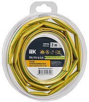 Трубка термоусадочная ТТУ нг-LS 5/2,5 желто-зеленая (2м/упак)  IEK