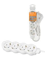 Удлинитель бытовой "Люкс" 4 гнезда, 10 м, с/з, с з/ш, ПВС 3х1,5 мм2, 16 А, 250 В, 3700 Вт TDM У1-43172