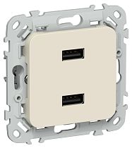 FLITE Розетка USB A+A 3,1А РЮ-2-ФлСл сливочный IEK