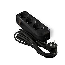 Удлинитель бытовой  Е-303 ПВС 3*1 3 гнезда с заземлением 2м черный UNIVERSAL