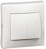 KVARTA Выключатель двухклавишный ВС10-2-0-КБ-44 10А IP44 белая  IEK