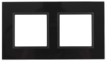Рамка для выключателей и розеток двойная ЭРА Elegance 14-5102-05 стекло чёрный
