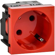 Розетка 45град с заземляющим контактом защитной шторкой и винтовым зажимом (2 модуля) красная