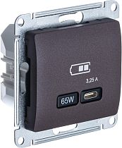 Glossa Шоколад Розетка USB тип-C 65W высокоскор.заряд. QC, PD, механизм Systeme Electric (Schneider Electric) Glossa Шоколад Розетка USB тип-C 65W высокоскор.заряд. QC, PD, механизм Systeme Electric (Schneider Electric)