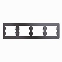 Glossa Графит Рамка 4 постовая, горизонтальная Systeme Electric (Schneider Electric)