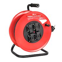 Удлинитель на катушке "Гефест 2.0" 4 гнезда 20м с заземлением и предохранителем КГ 3*2,5 16А/3,5кВт IP44 PROxima