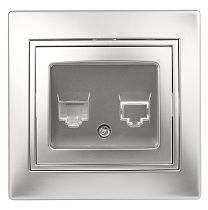 Розетка компьютерная Intro Plano 1-303-03 RJ45 скрытой установки алюминий