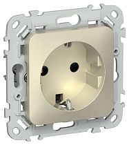 FLITE Розетка с заземлением с защитными шторками безвинтовое крепление 16А РСш11-1-ФлШ шампань IEK