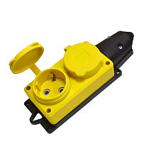 Колодка 2-х местная однофазная с заглушками "КОМПАКТ" (каучук) желтый