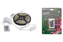 Комплект светодиодной ленты SMD5050-30 LED/м-12 В-7,2 Вт/м-IP65-RGB (5 м), 24 Вт, IR-контроллер  TDM