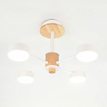 Люстра под лампу General  GCHL-4GX53-M Белая+Дерево Элизиум