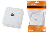 Розетка TВ простая (0-2400 Гц, "мама") открытой установки, IP20 белая "Ладога"  TDM Розетка TВ простая (0-2400 Гц, "мама") открытой установки, IP20 белая "Ладога"  TDM