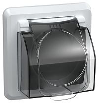 РСбш10-3-ВБ Розетка 1-ая с заземлением и защитными шторками кр. 16А IP44 ВЕГА белый  IEK