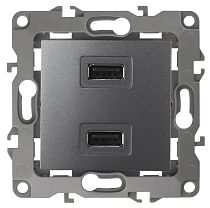 Розетка USB ЭРА 12 12-4110-12 зарядное устройство USB 230В 5В-2100мА графит