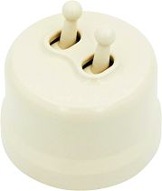 Выключатель тумблерный, двойной, пластик, ваниль JANTERA