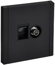 FORTE&PIANO Розетка двойная TV+RJ45 кат.6 FP137M металл черный IEK