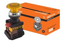 Кнопка AELA-22 "Грибок" желтый d22мм неон/230В 1з+1р  TDM