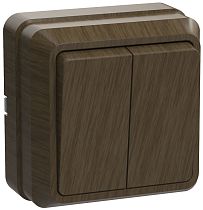 Выключатель двухклавишный ОП Октава 10А IP20 ВС20-2-0-ОД дуб  IEK