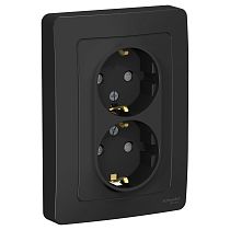 Blanca скрытая установка Антрацит Розетка двойная с заземлением со шторками, 16А Systeme Electric (Schneider Electric)