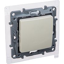 ETIKA Выключатель 1-клавишный проходной 10А IP44 безвинтовое крепление слоновая кость