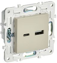 SKANDY Розетка USB A+C 3,1А SK-R14B бежевый IEK SKANDY Розетка USB A+C 3,1А SK-R14B бежевый IEK