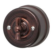 Выключатель двухклавишный, серия "ЛИЗЕТТА", пластик, цвет Медный век Bironi