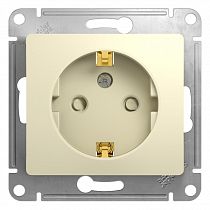 Glossa Бежевый Розетка с заземлением со шторками Systeme Electric (Schneider Electric)
