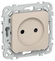 FLITE Розетка без заземления с защитными шторками безвинтовое крепление 10А РСш01-1-ФлЛ льняной IEK