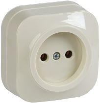 Розетка одноместная для открытой установки РС20-2-ХК без заземления 10А GLORY кремовый  IEK