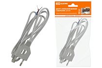 Шнур с плоской вилкой с вырезом ШУ04 ШВВП 2х0,75мм2 1,7 м. серебр. металлик  TDM