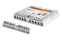 Шина "N" нулевая 6х9мм 10/1 (10 групп/крепеж по центру) никелированная  TDM