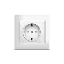 Розетка одноместная серия "Севиль" с/з, с/у, з/ш, 16А, 220В, белая (еврослот) UNIVERSAL