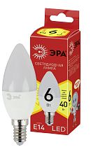 Лампа светодиодная ЭРА RED LINE LED B35-6W-827-E14 R свеча теплый белый свет